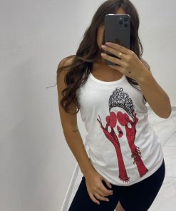 Abbigliamento Donna Carles Show | Canotta Nc16 Bianco