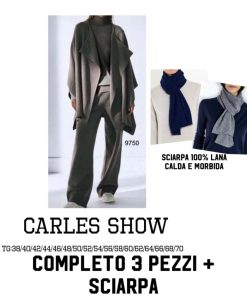 Abbigliamento Donna Carles Show | Dejamy - Completo Cardigan A Mantella, Maglia E Pantaloni "Danny" + Sciarpa C3/C5