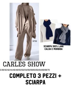 Abbigliamento Donna Carles Show | Dejamy - Completo Cardigan A Mantella, Maglia E Pantaloni "Danny" + Sciarpa C3/C5