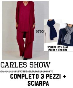 Abbigliamento Donna Carles Show | Completo Cardigan, Maglia E Pantaloni + Sciarpa "Vitty" X5-F3/0-11