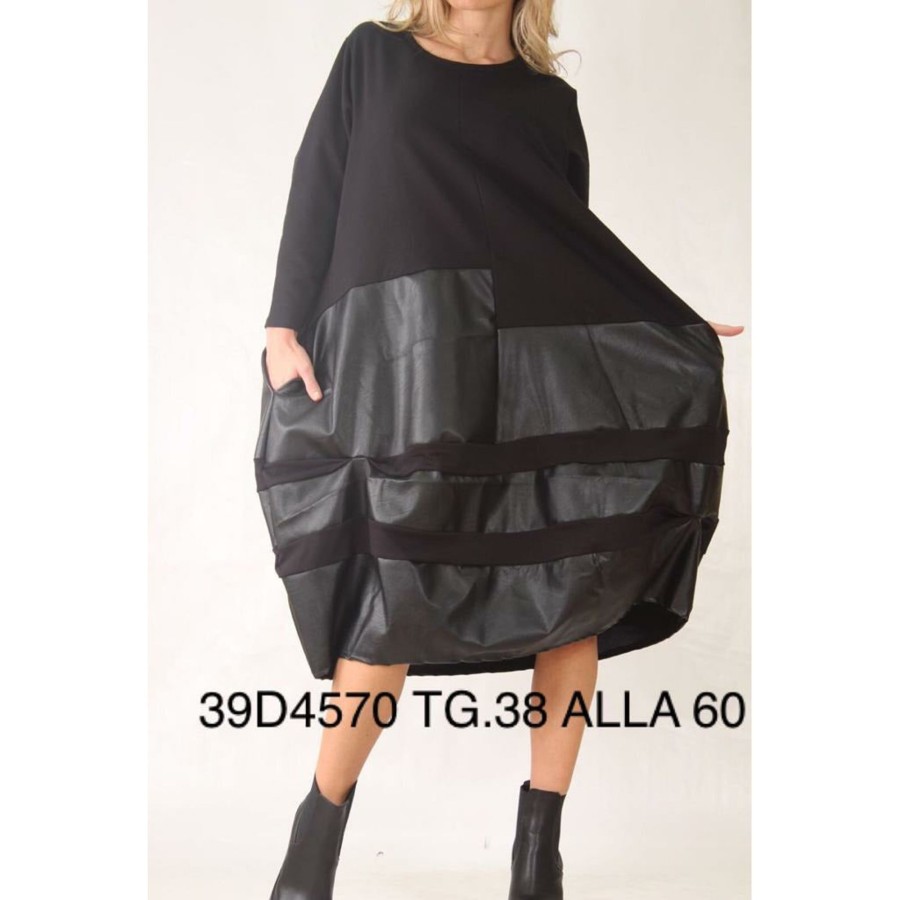 Abbigliamento Donna SOLDRESS ABBIGLIAMENTO | Abito Con Inserti In Ecopelle F8-6