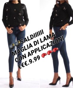 Abbigliamento Donna DEJAMY | Maglia Di Lana Con Applicazioni 53 Nero