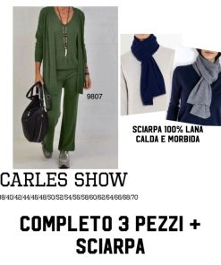 Abbigliamento Donna Carles Show | Completo Cardigan, Maglia E Pantaloni + Sciarpa "Trilly" X3