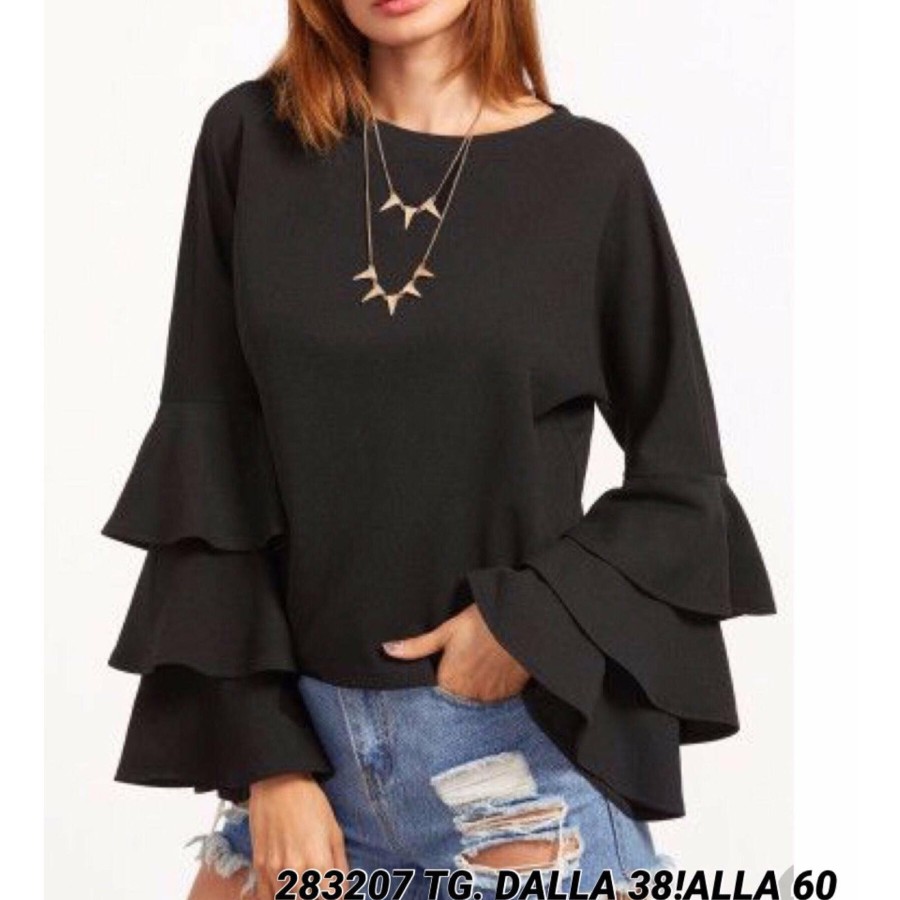 Abbigliamento Donna Dejamy | Dejamy - Maglia Con Dettaglio Volants Nero