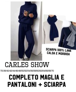 Abbigliamento Donna Carles Show | Completo Maglia E Pantaloni + Sciarpa