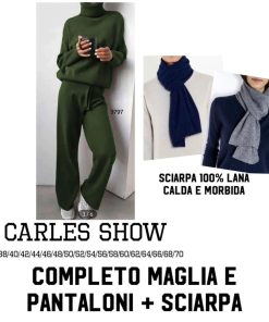 Abbigliamento Donna Carles Show | Completo Maglia E Pantaloni + Sciarpa