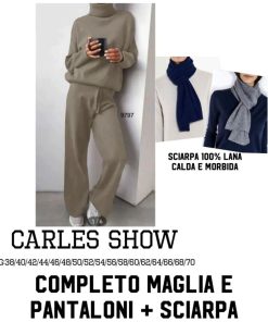 Abbigliamento Donna Carles Show | Completo Maglia E Pantaloni + Sciarpa