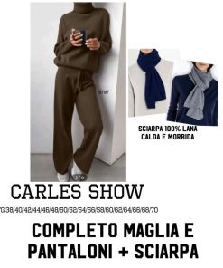 Abbigliamento Donna Carles Show | Completo Maglia E Pantaloni + Sciarpa