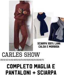 Abbigliamento Donna Carles Show | Completo Maglia E Pantaloni + Sciarpa