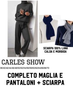 Abbigliamento Donna Carles Show | Completo Maglia E Pantaloni + Sciarpa